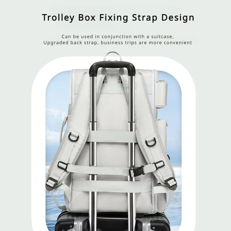 Trendy Waterproof Nylon Travel Backpack Long-distance Touring Business Trip Luggage Bag Detachable Handheld Strap College Student Computer Schoolbag