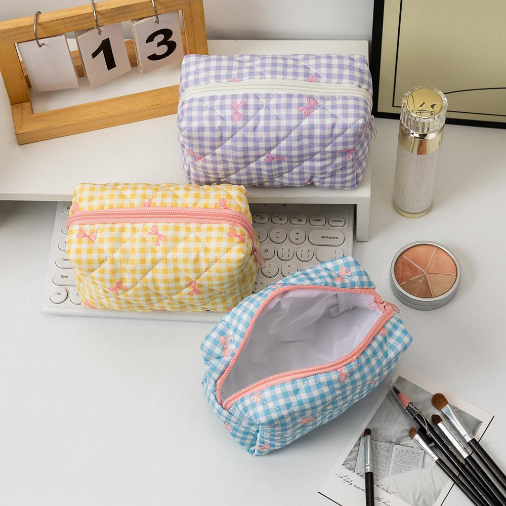 Modische Schleife Blumen Make-up Tasche Große Kapazität Tragbar Kosmetik Aufbewahrungstasche Baumwolle Make-up Waschbeutel Kosmetik Organizer Tasche