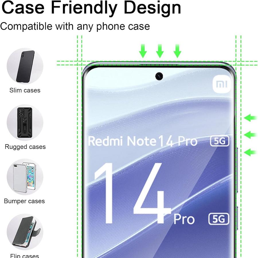 4 STK [2+2] Buet skjermbeskytter + glasslinsefilm Redmi Note 14 Pro 4G 5G For Xiaomi POCO X7 Note 13 14 Pro+ 5G Skjermbeskytter i herdet glass