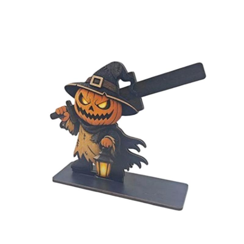 Wooden Grim Reaper Skeleton Decor Funny Cartoon Ornaments For Halloween Home Tabletop Decor
