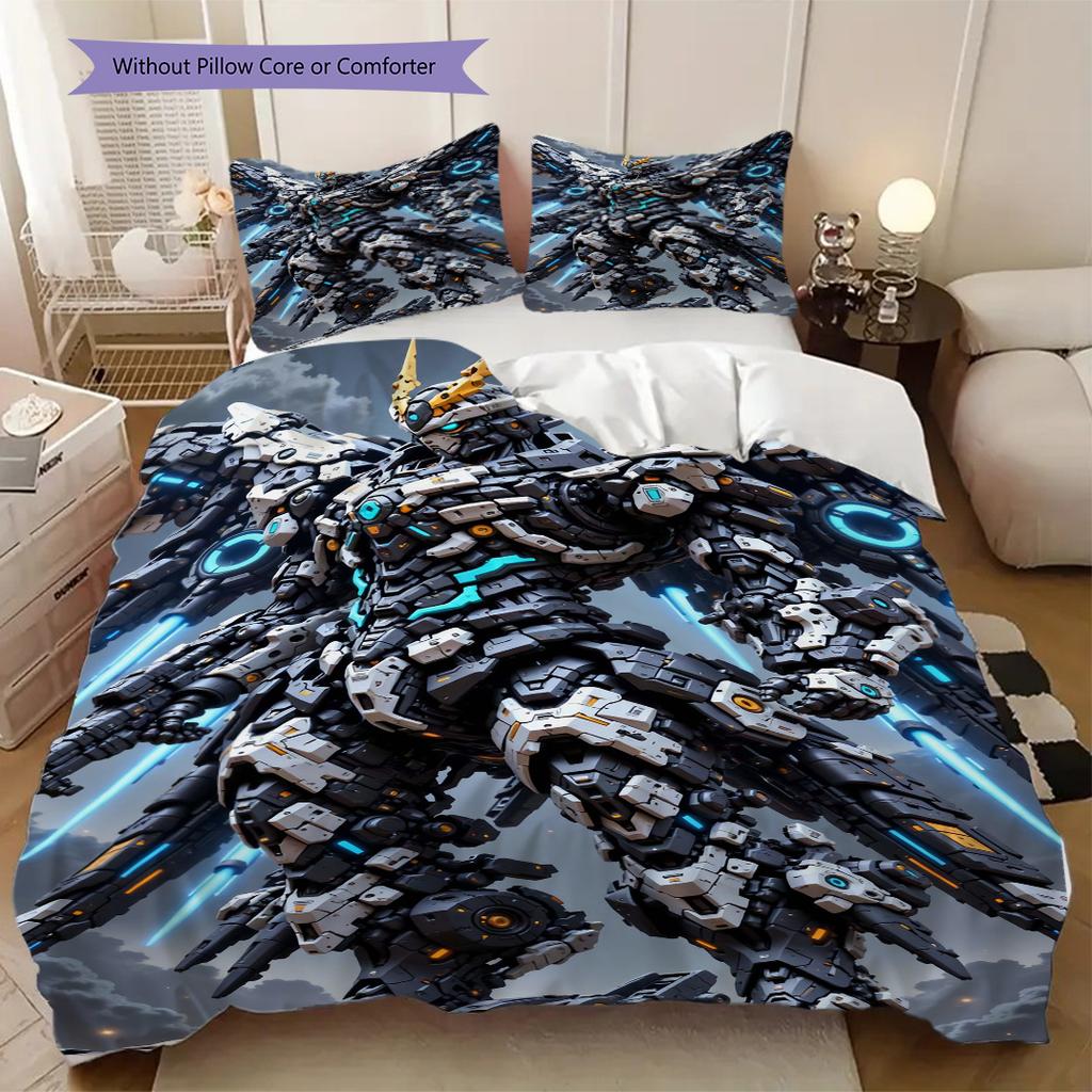 Gundam Robot Print Soft Comfortable Duvet Cover, Children's Bedding Set Gift, Extra Large Size, Various Sizes Available LXR105