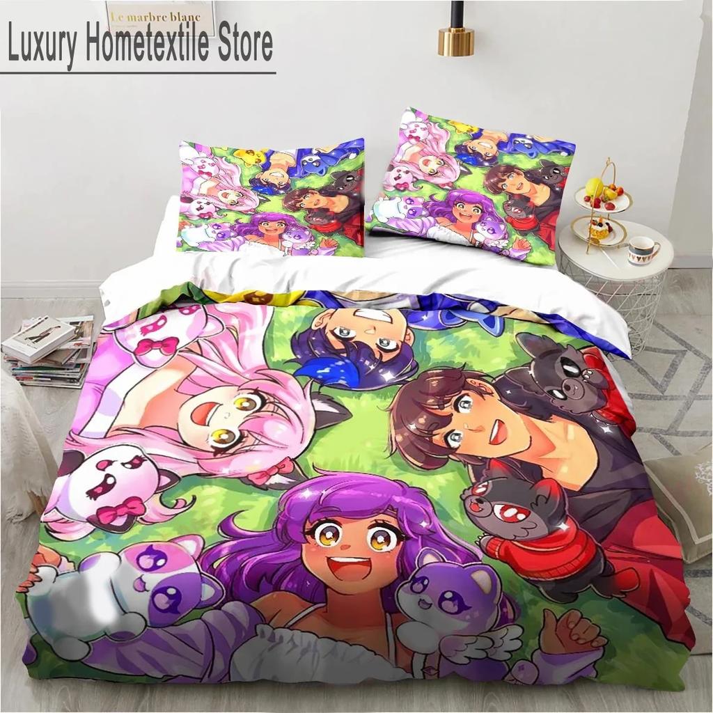 Cartoon Game Cute Aphmau With Wings Bedding Set Boys Girls Twin Queen King Size Duvet Cover Pillowcase Bed Boys Adult