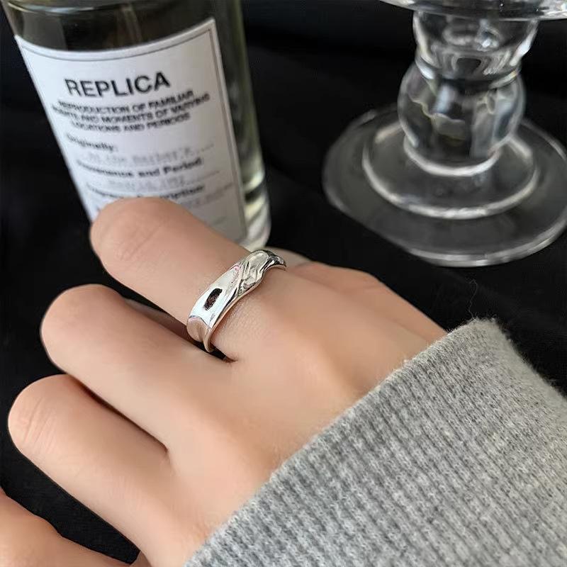 Irregular Concave Convex Design Adjustable Ring Female Ins Cold Wind Temperament Fashion Hundred and Match Index Adjustable Size Finger Ring