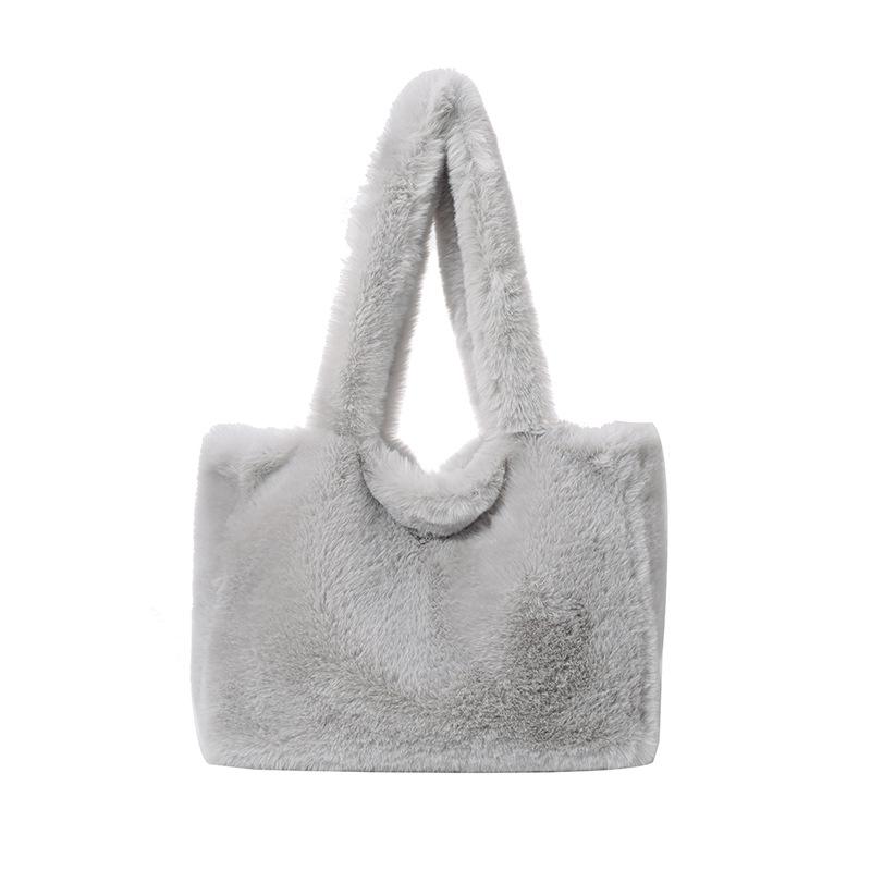 Women Versatile Cute Soft Plush Tote Bag Autumn Winter Faux Fur Shoulder Bag Purses Female Handbags Fluffy Shopper Bag