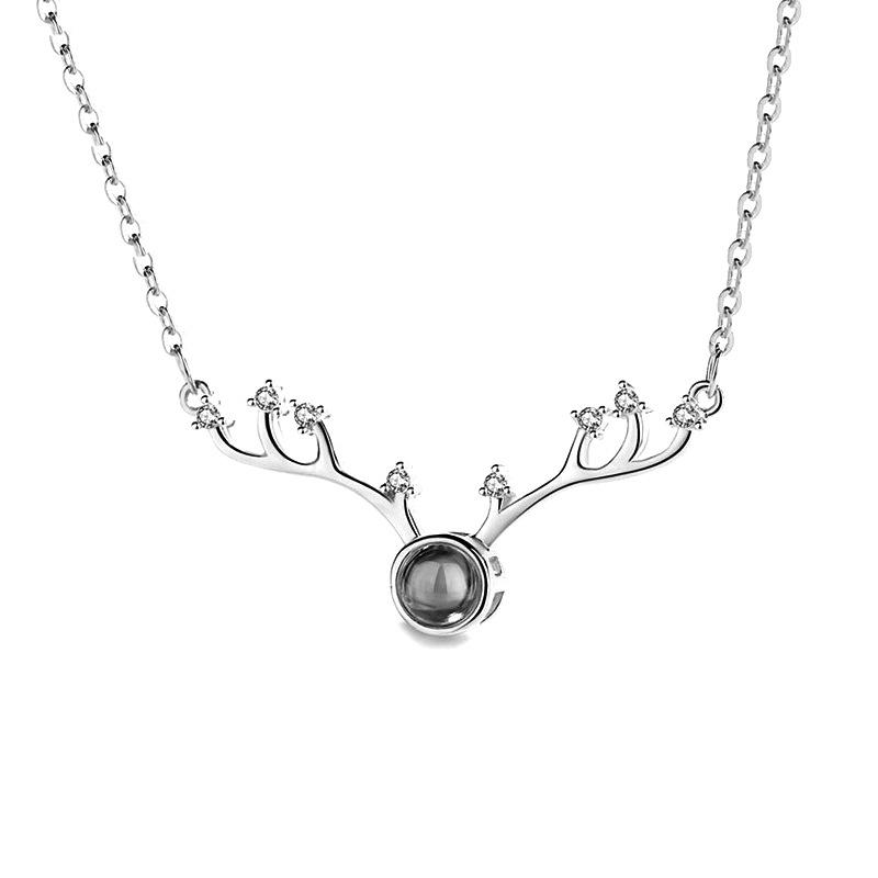 Yilu Has You Necklace for Women, Deer Antlers, I Love You, Custom Projection Pendant