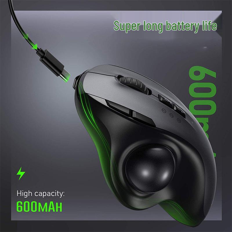 JOMAA Silent Rechargeable 2.4G Wireless Dual-Mode Trackball Mouse for Drawing & Office