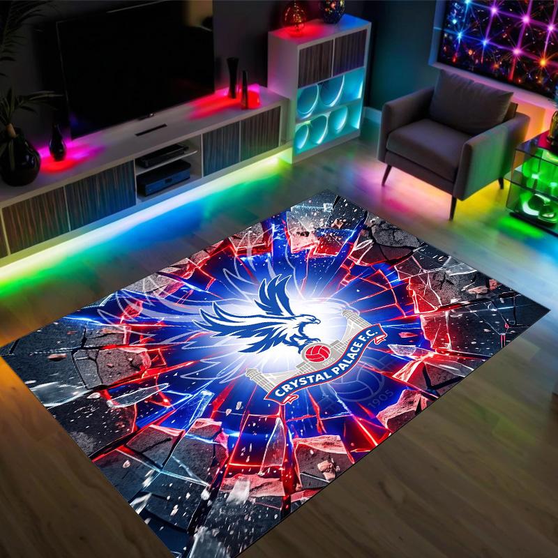 Crystal Palace Football Design Crystal Velvet Carpet Cozy Non?Slip Printed Rug For Bedroom Living Room Entrance