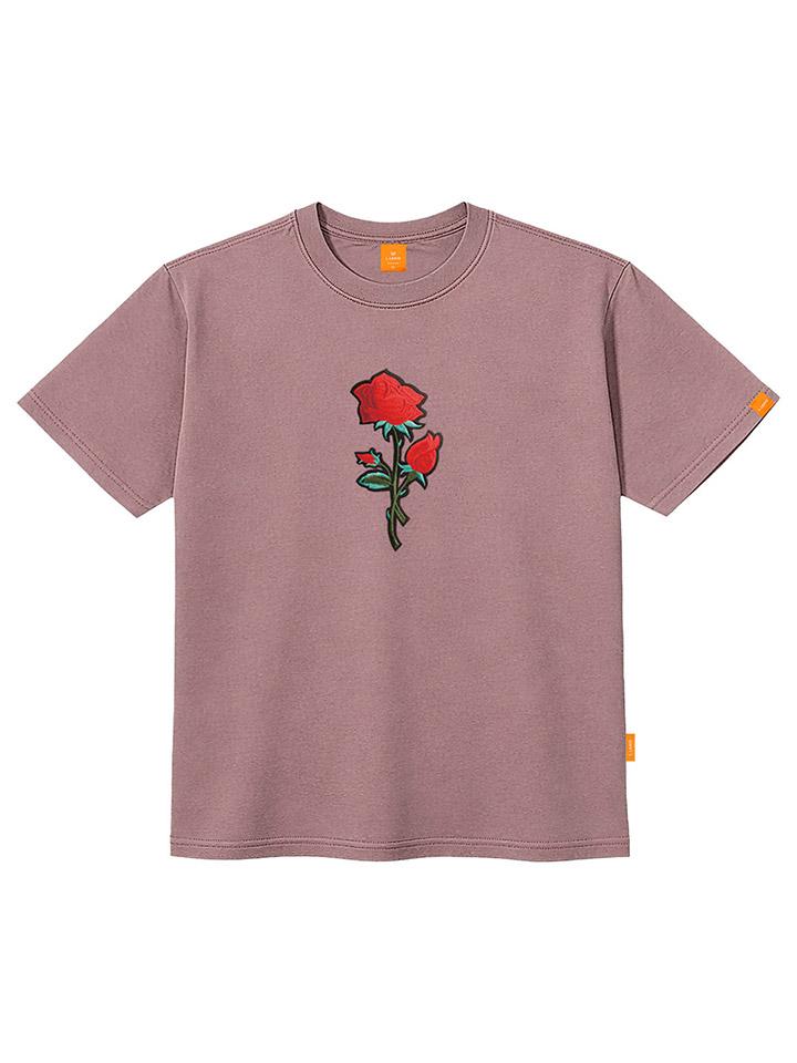 Ellamo Rose Patch Short Sleeve T-Shirt Unisex Plus Size S~4Xl