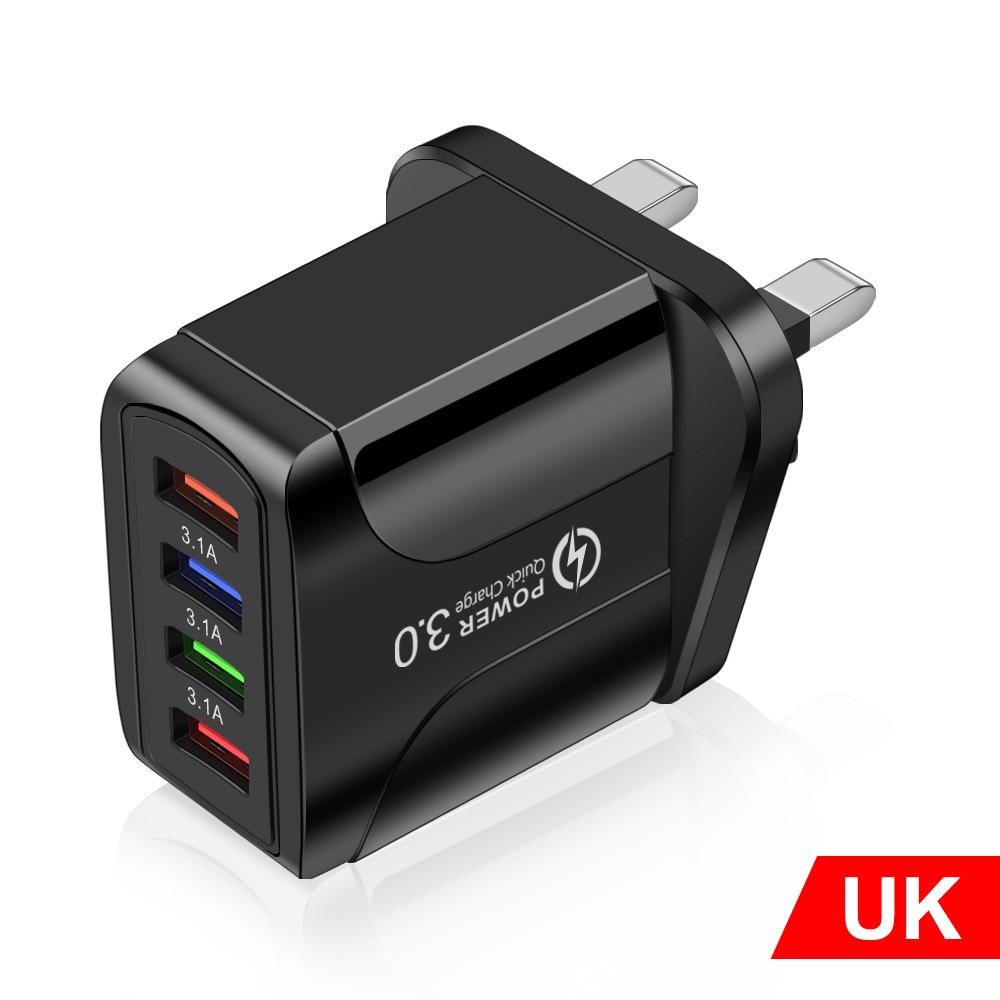 Colorful 4-Port USB Travel Charger 5V/2.4A Fast Charging, Australian Standard