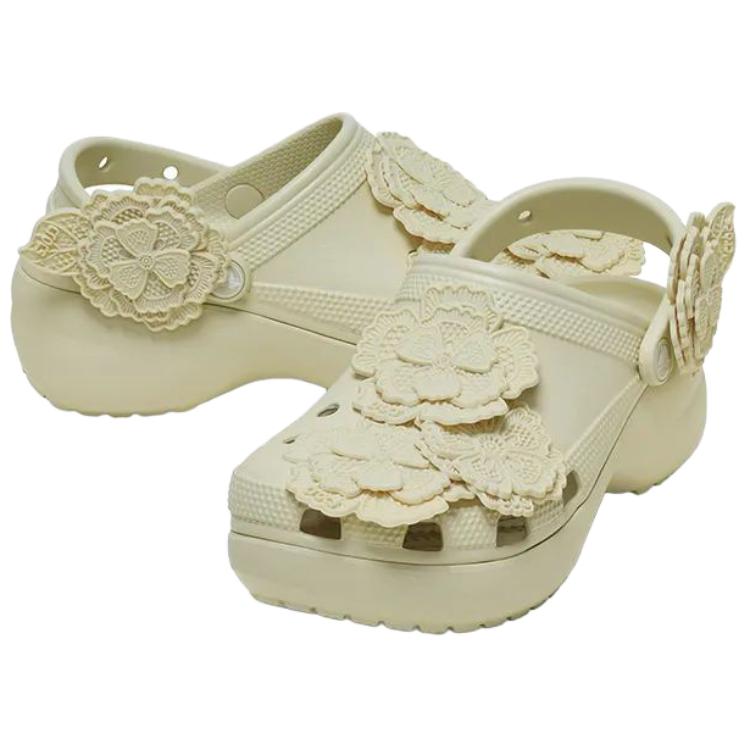Crocs Classic Cloud Silk Flower Versatile Casual Clogs Women clogs Bone-White 212984-2Y2