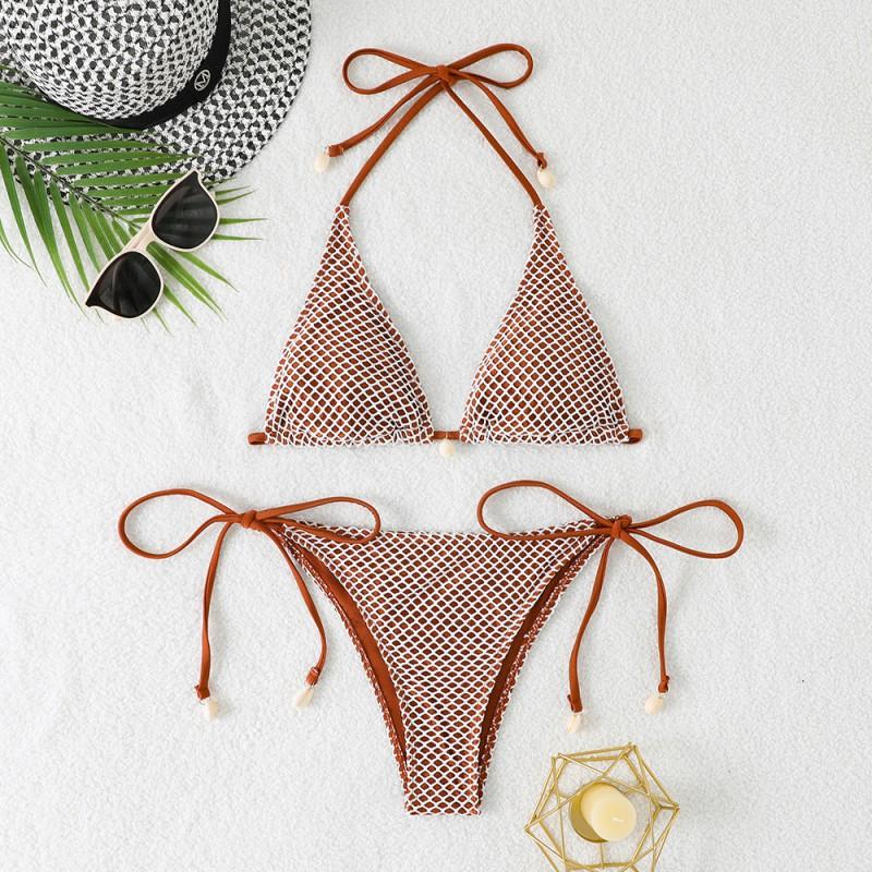 

Bikini Women s Swimsuit Lace Tight Sexy Solid Color Hot S brick червоний колір