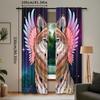 2pcs Fantasy Wolf Curtains   Starry Sky Print   Semi-Sheer Polyester   Machine Washable   Rod Pocket   Woven Decorative Light Filteri