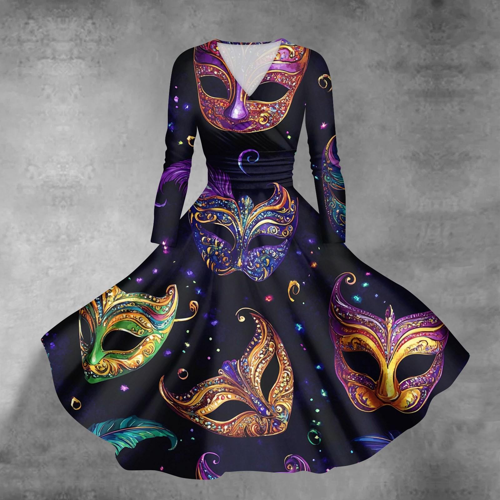 

Женское повседневное модное карнавальное платье с длинным рукавом и V-образным вырезом, сексуальное платье с карманами XL тёмно-синий