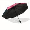 1pc Butterfly Floral Pattern Automatic Open/close Folding Umbrella, Compact Portable Travel Umbrella, Perfect Birthday/Christmas, Cute Umbre
