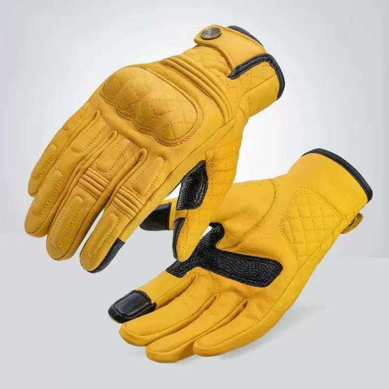Motorcycle rider retro fall-proof autumn/winter genuine leather road bike riding gloves S