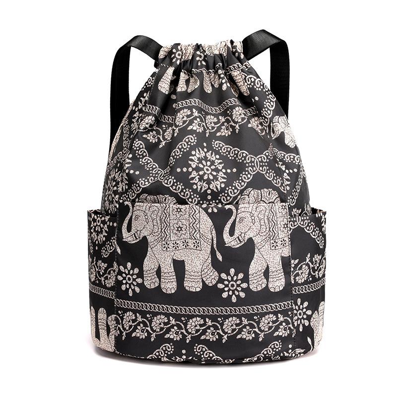 Drawstring bundle bag backpack large capacity simple versatile middle-aged women's bag short trip women's nylon backpack