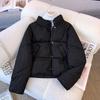 Women's Long Sleeve Puffer Jacket Stand Collar Casual Loose Fit Cotton Padded Coat Winter Warm Outerwear