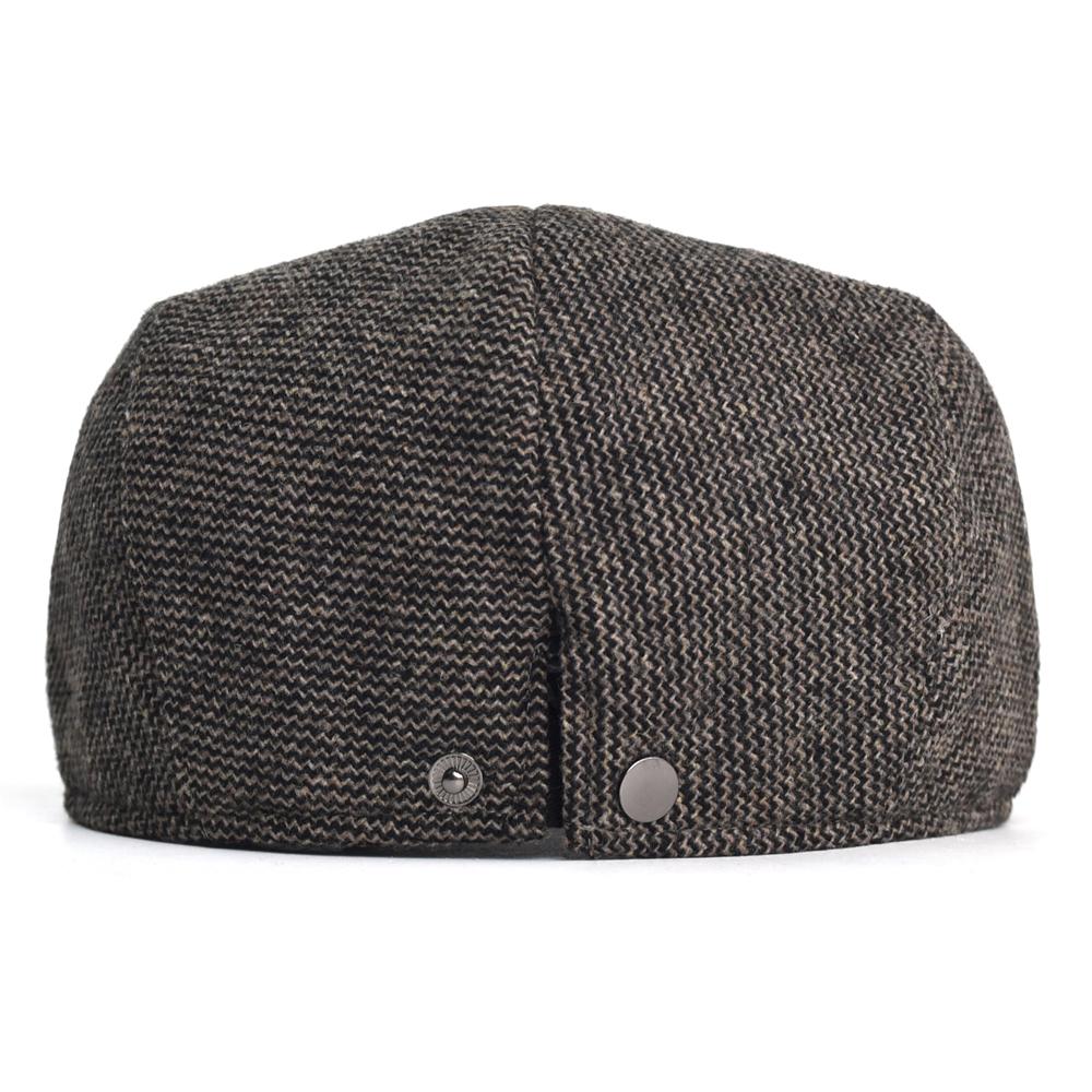 Newsboy Cap Men Winter Thick Warm Vintage Casual Stripe Berets Gatsby Flat Hat Peaked Cap Adjustable
