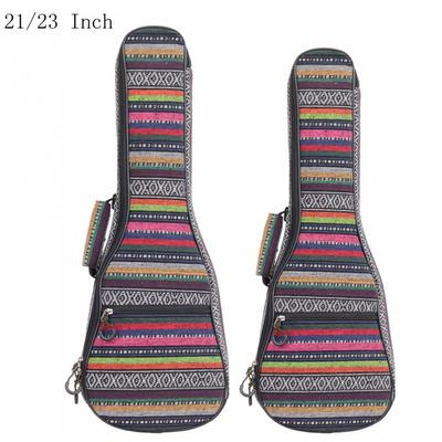 Bolsa para ukulele de 21 / 23 polegadas, mochila de malha estilo folk, acolchoamento de algodão, alça de ombro ajustável