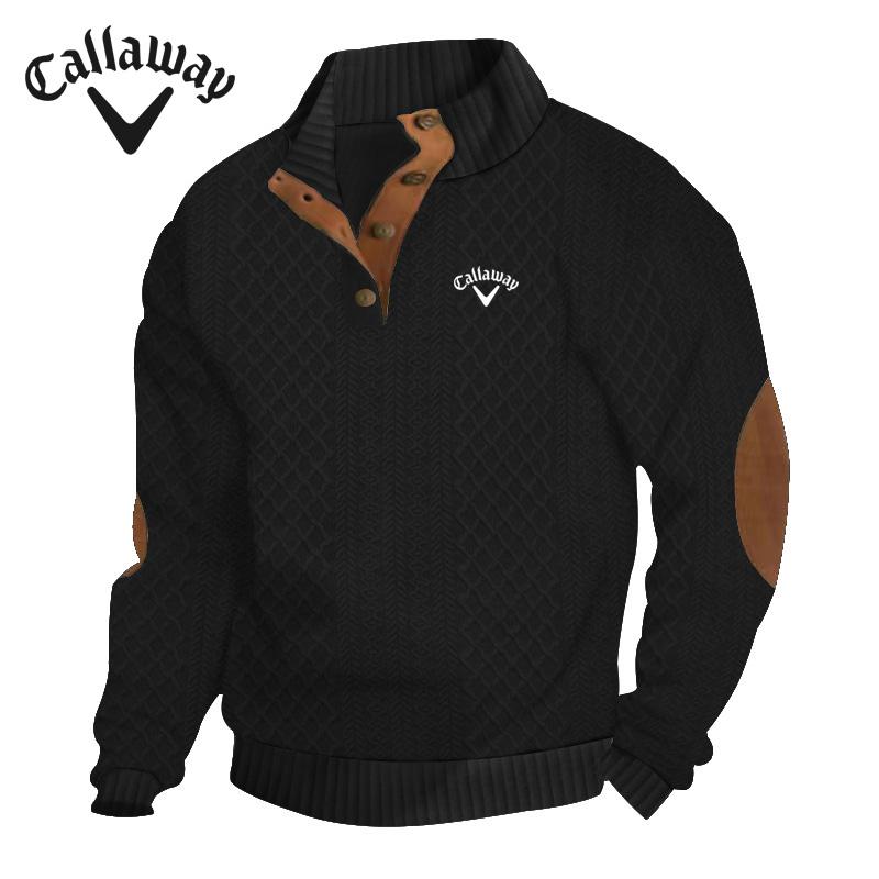 Callaway Embroidered Autumn and Winter Plus Size Men's Outdoor Casual Stand Collar Long Sleeved Jacquard Knitted Pullover Sweatshirt