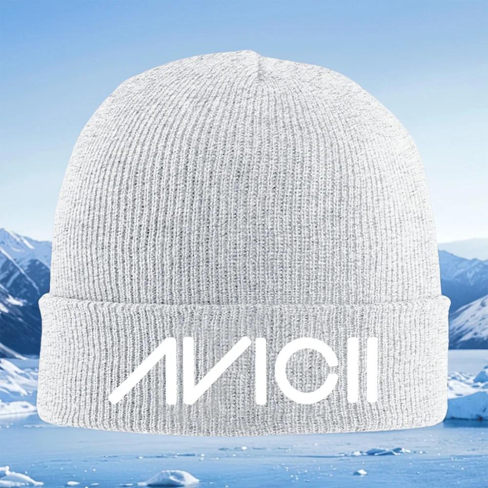 New White Letter Logo Music Style Design Unisex Women Unisex Knitted Hat Beanie Pullover Cap Winter Thermal Warm Christmas Outdoor