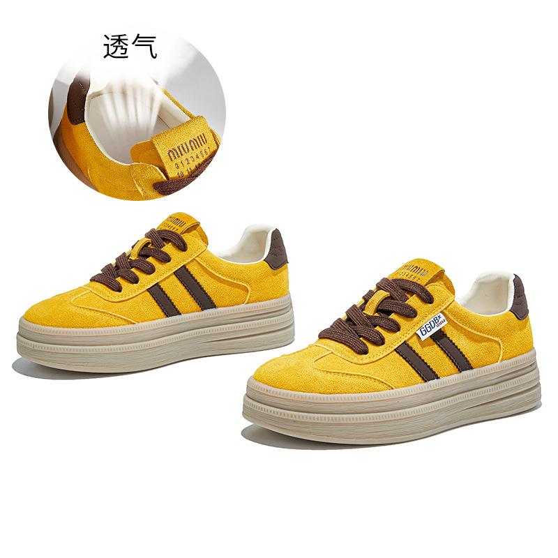 

Кожаные немецкие тренировочные туфли женские 2025 осень новые ретро повседневные маленькие белые туфли спортивные туфли Форреста Гампа платформа модная женская обувь 40