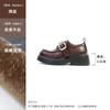 Studiolee washed round head British style thick-soled velvet loafer single shoes small leather shoes women