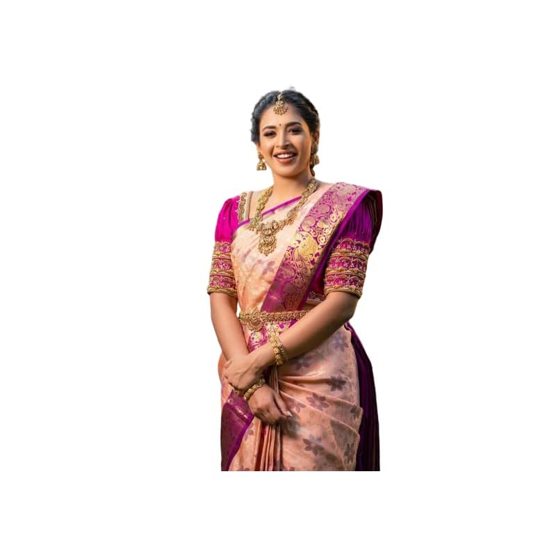 Flosive Ayn Women' Present Banarasi Soft Lichi Silk Saree Beautiful Jacquard Rich Pallu Design Work Zari Woven Silk Sty