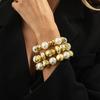 3 Pcs/Set Irregular Beaded Bracelets Bohemian Style Bangle Fashion Hand Chain  Women