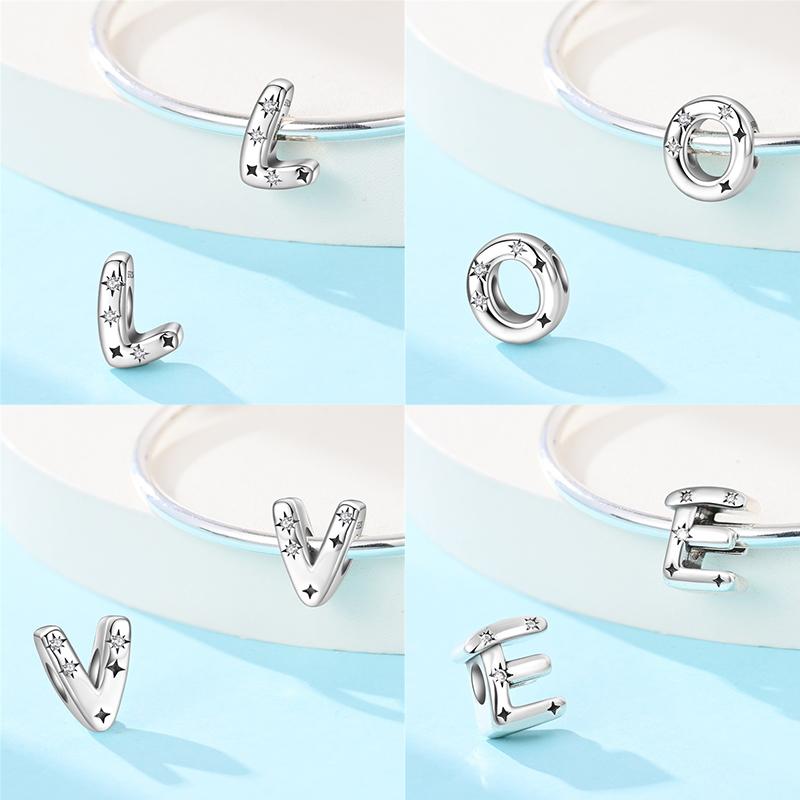Classic Copper 26 Letters A-Z Alphabet Charms Stars Letter Beads Fit Bracelet Diy Charm For Woman Jewelry Making