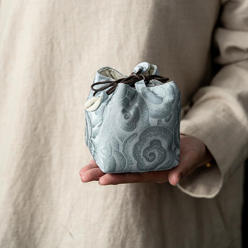 Tea Set Storage Bag Chinese Style Thickened Multi-Functional Teapot Cloth Pouch Protective Portable for Holiday Trips