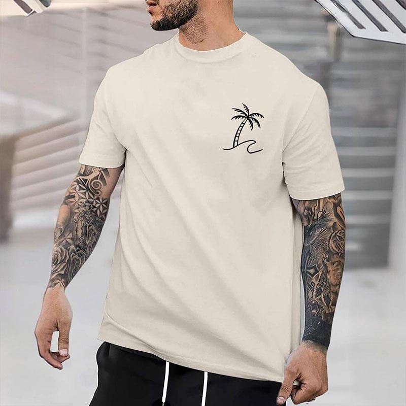 New Pure Black Men's Short-sleeved T-shirt Simple Letters Printed Round Neck T-shirt Street Casual Temperament Men's Tops