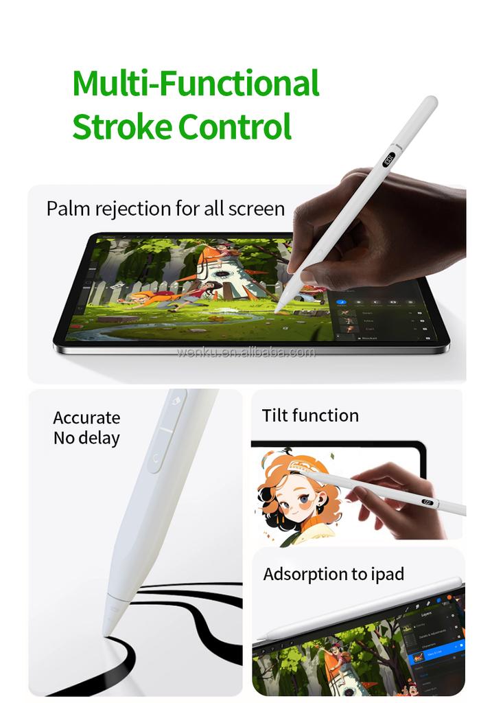 WKZP023B Active Stylus Pen Magnetic Attraction Replaceable Nib Faster Charging 15 Minutes iPad Mini 7th(A17 Pro)/6th/5th Gen