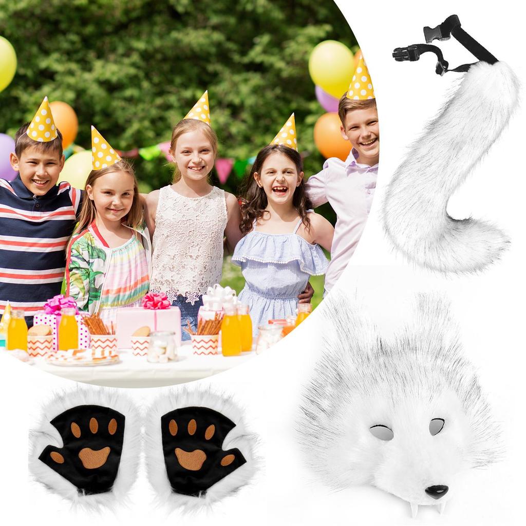 Wolf Cosplay Set Faux Wolf Dress Up Accessories Women Dress Up Animal Fashion Outfit For Role Play Stage Performance Masquerade