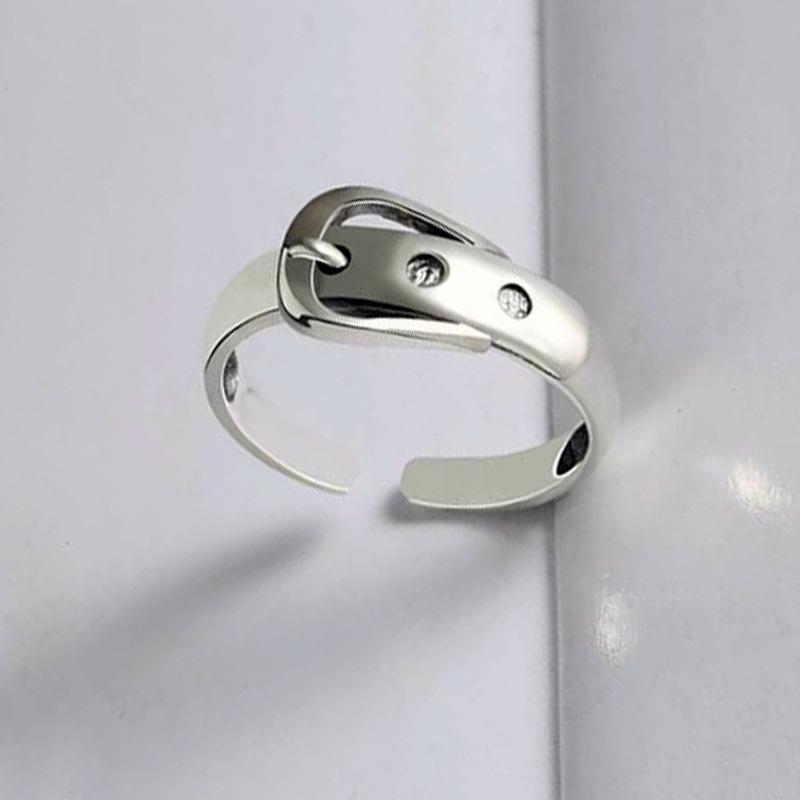 

Korean Style Retro 925 Silver Belt Buckle Hip Hop Ring Ornament Adjustable