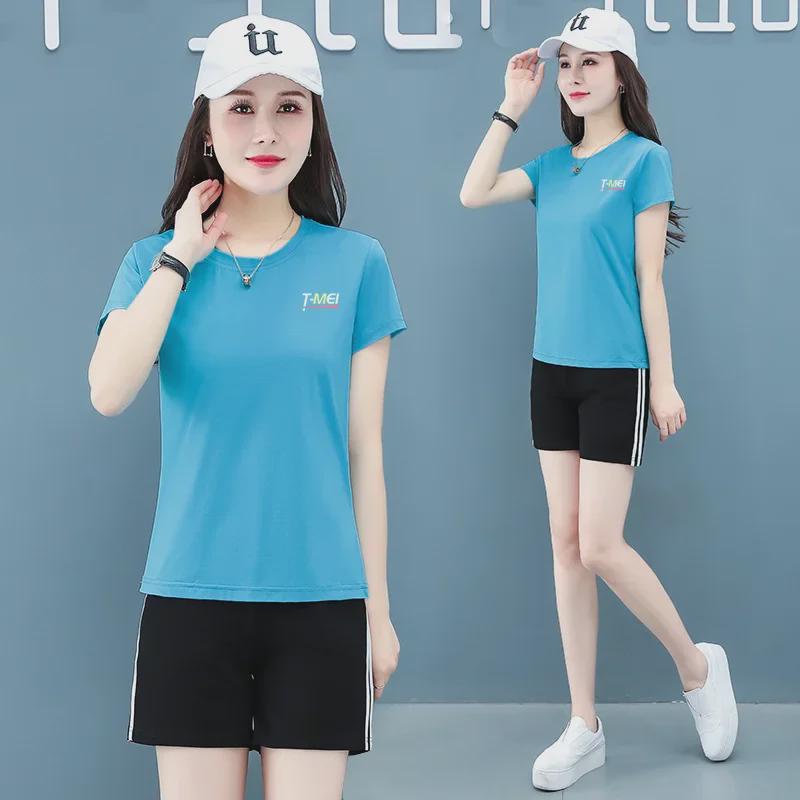 Women's Quick-Dry Summer Sports Set: Korean-Style Short-Sleeve Ice Silk Running Suit