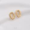 14K Gold Filled Silver Twisted Oval Hoop & Ring Stud Earrings
