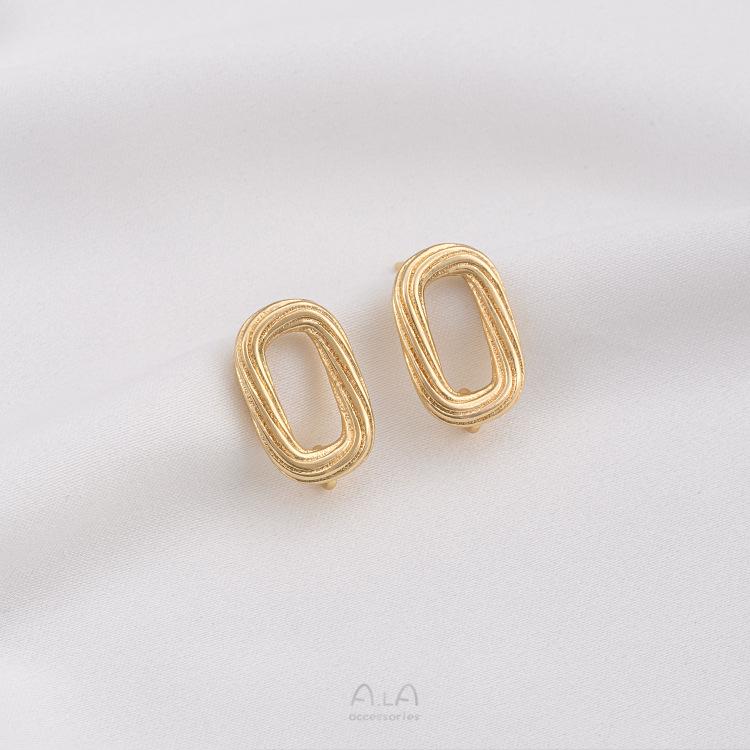 14K Gold Filled Silver Twisted Oval Hoop & Ring Stud Earrings