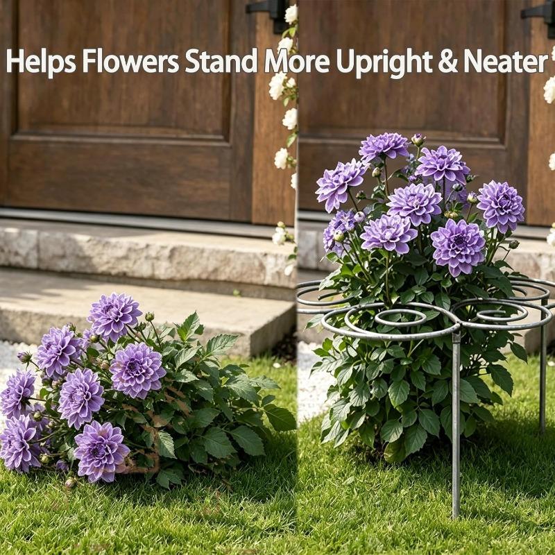 Anneau de Support Métallique pour Plantes de Jardin, Cage Robuste pour Pivoines Dahlias, Support à Fleurs Empilable pour Plantes d'Intérieur et d'Extérieur, Anneau Décoratif à Traverser