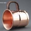 Handcrafted Vintage Copper Breakfast Tea Cup,Thickened Moscow Water Mule 350 Ml Juice Coffee Mug,Woven Handle Tea Cup Tableware