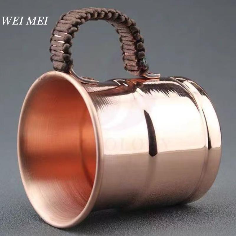 Handcrafted Vintage Copper Breakfast Tea Cup,Thickened Moscow Water Mule 350 Ml Juice Coffee Mug,Woven Handle Tea Cup Tableware