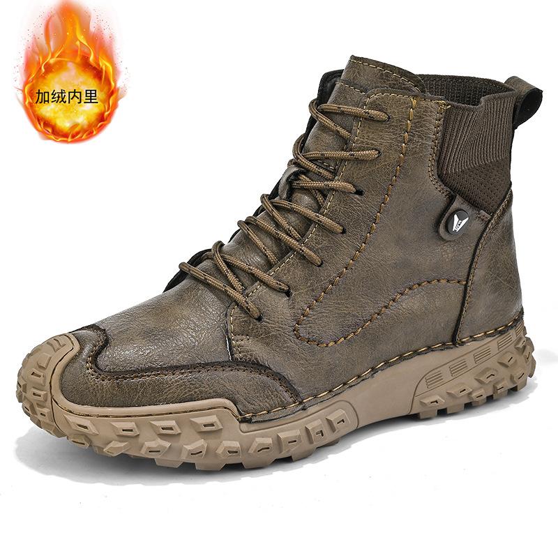 Foreign trade new trend Korean version of high-top men's shoes large size autumn and winter middle-top men's boots size 46 casual shoes 2025