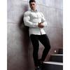 Men Muscle Slim Fit Long Sleeve Turn Down Collar Casual Sports Fitness Shirt