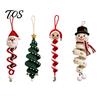 Winter Hobby Kit Crochet Doll Spiral Ornament DIY Kit, Holiday Craft Set with Christmas Tree Soft Yarn, Beads, Hanging for Window Wall Cabinet