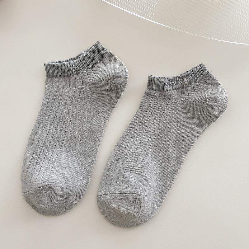 Damen Sommer Dünne Baumwollsocken, Kurze Socken, Niedrig geschnittene Socken, Gesticktes Herz, Süße und Niedliche Socken