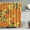 Decorative Shower Curtain Floral Sunflower Pattern With Black Splashes For Bathroom Decor In Orange Gold Size72X84Inches (183X21