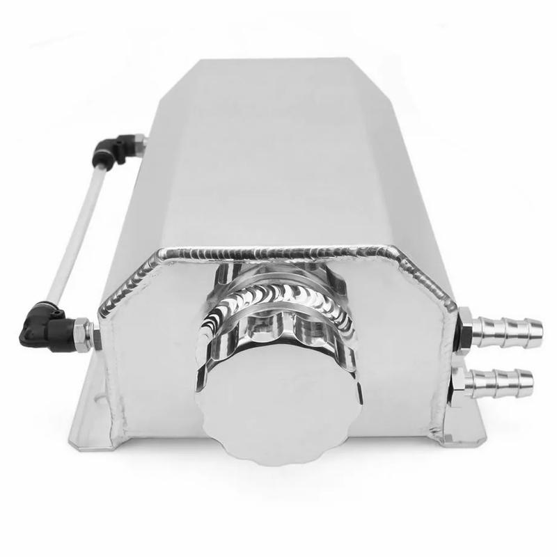 2L Aluminum Radiator Coolant Overflow Water Bottle Expansion Reservoir Tank Cap Glossy Silver Fit for Universal