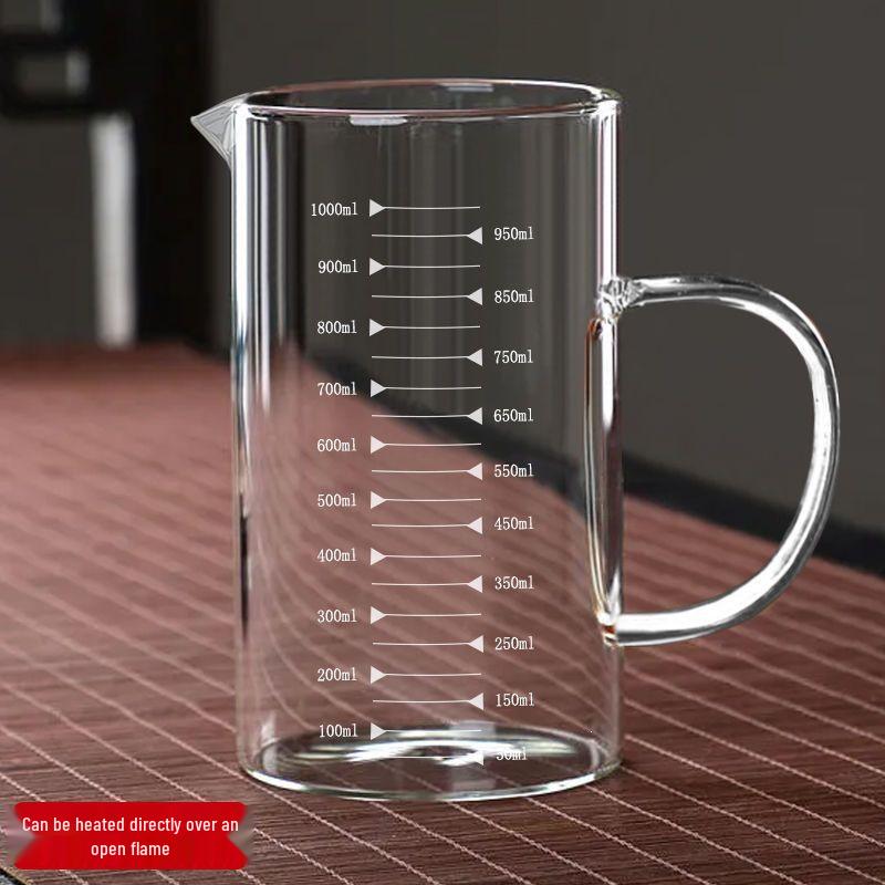Thickened High-Temperature Resistant Glass Measuring Cup with Handle for Microwave and Baking