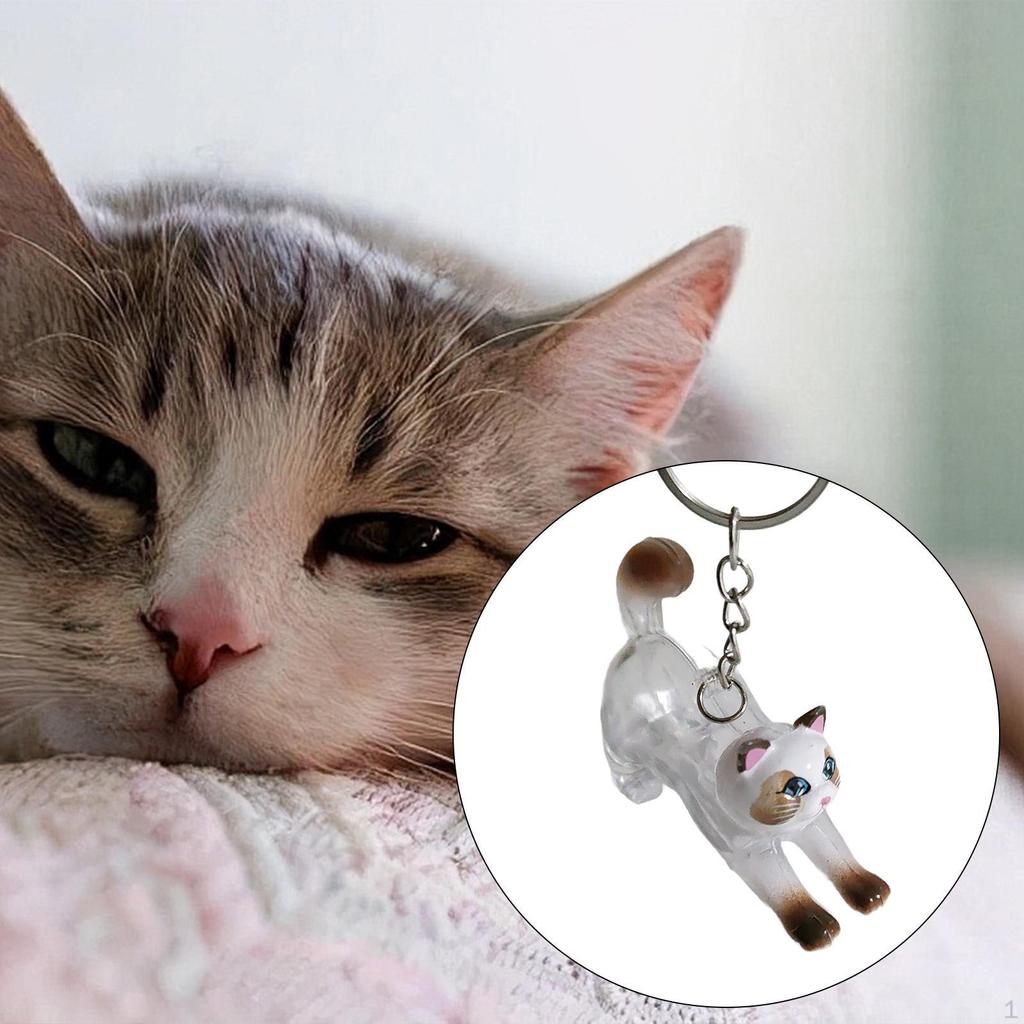 Cat Keychain Bag Pendant Unique Pet Memorial Gift Lightweight Versatile for Kids Adults Hair