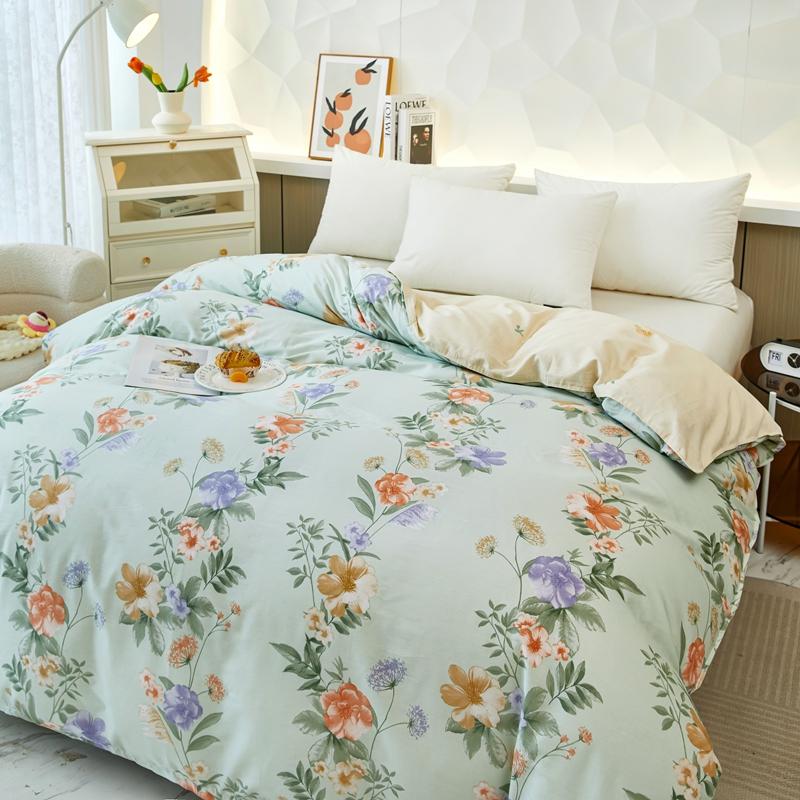 Garden Colorful Floral Pattern Quilt Cover 1Pc 100% Cotton Luxury Duvet Cover Skin-friendly Soft Easy Care Queen Size Bedding